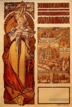 Autriche 1899 Art Nouveau tchèque Alphonse Mucha Peinture à l'huile
